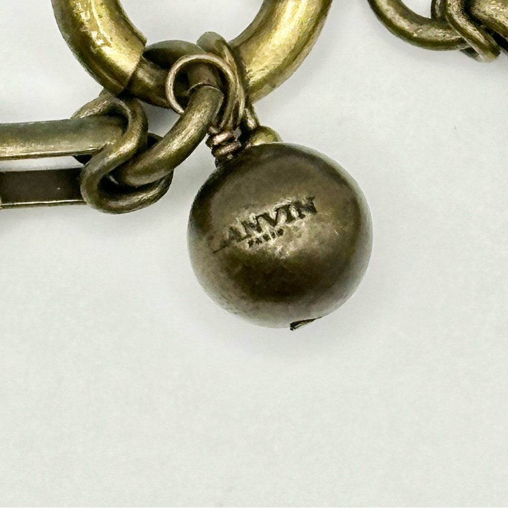 Lanvin Paris Crystal & Copper Studded Leather Statement Necklace RARE - Picture 8 of 8